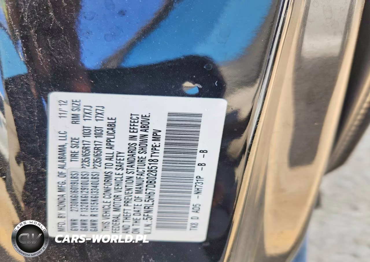 2013 Honda Odyssey Exl VIN:5FNRL5H67DB028518 - 13