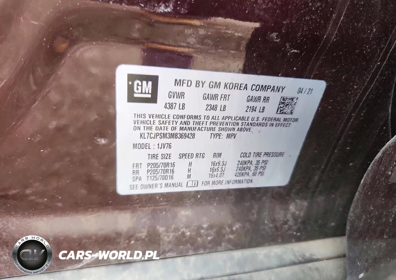 2021 Chevrolet Trax 1Lt VIN:KL7CJPSM3MB369428 - 13