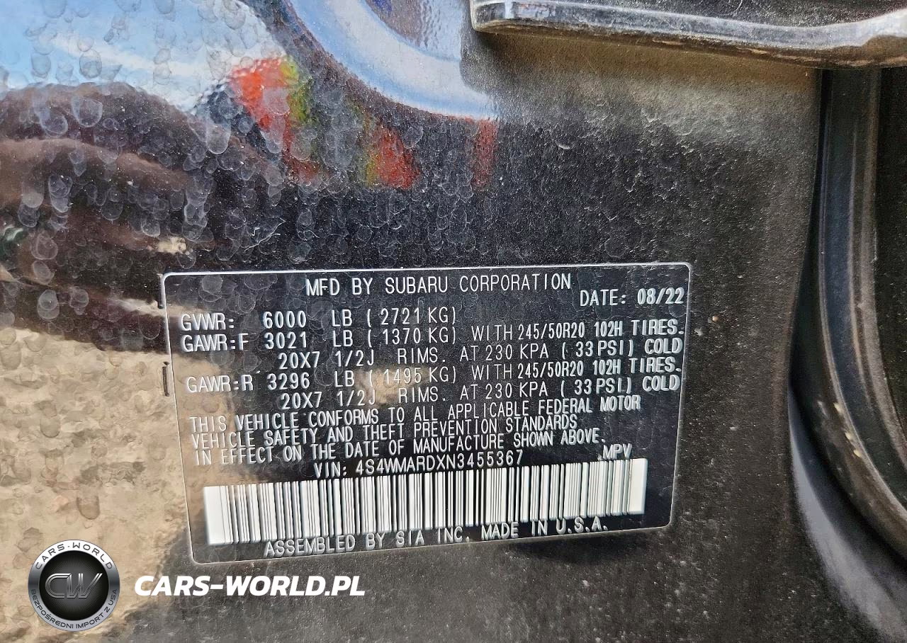 2022 Subaru Ascent Touring VIN:4S4WMARDXN3455367 - 13