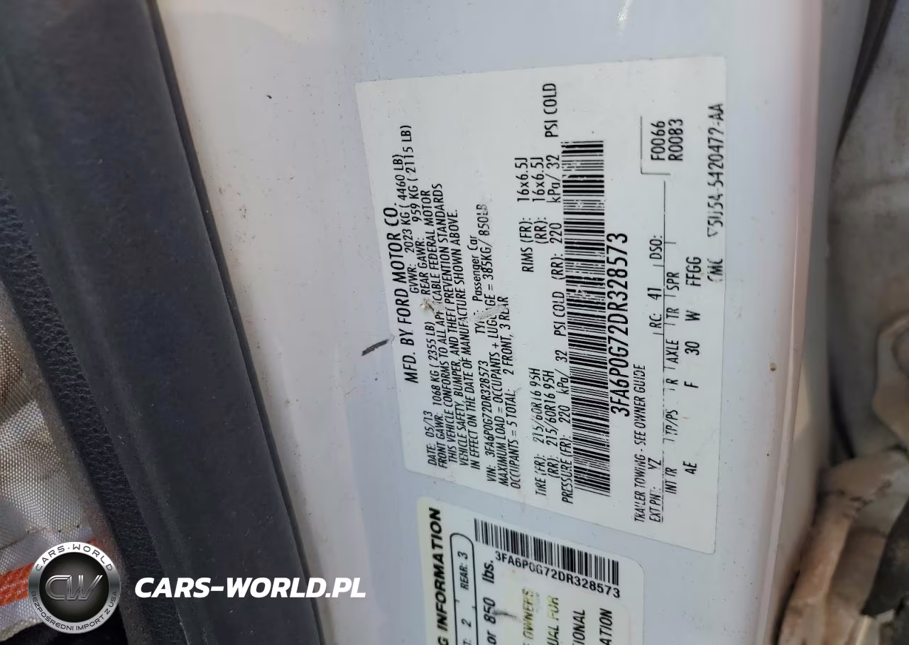 2013 Ford Fusion S VIN:3FA6P0G72DR328573 - 12