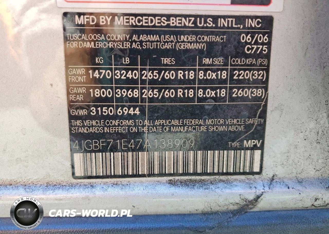 2007 Mercedes-Benz Gl 450 4Matic VIN:4JGBF71E47A138909 - 12