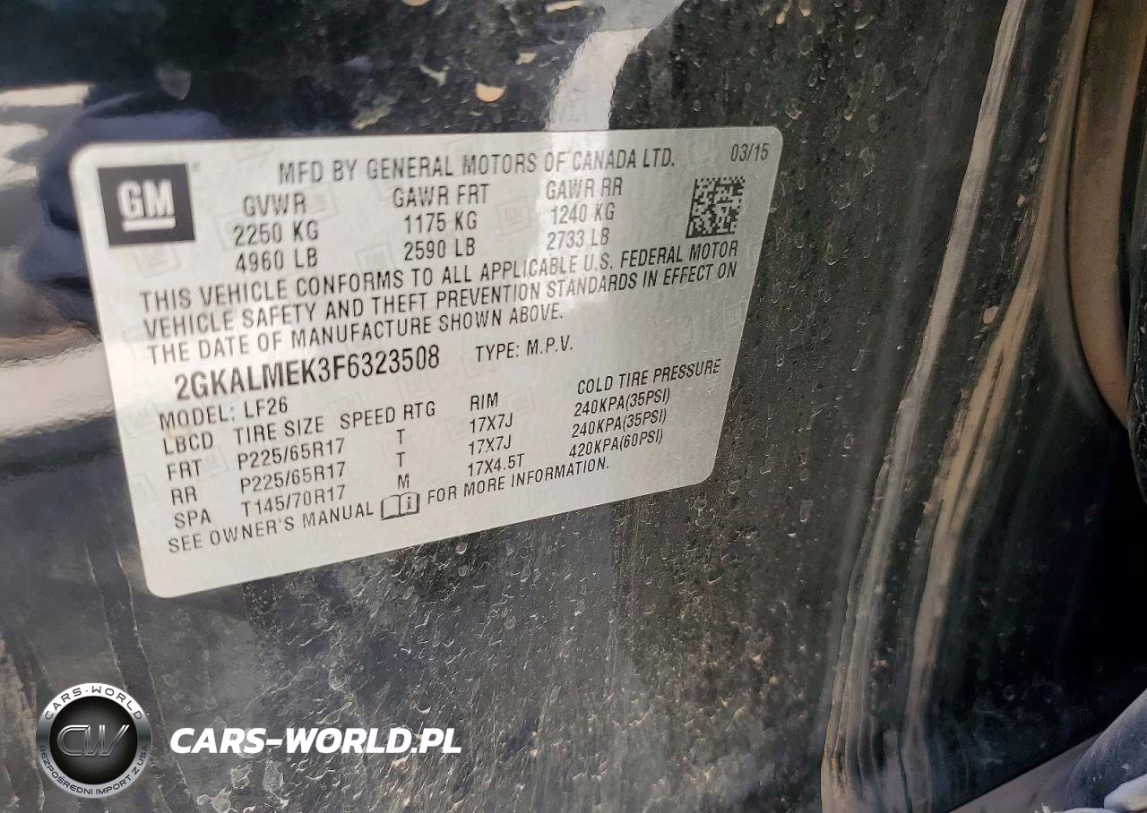2015 GMC Terrain VIN:2GKALMEK3F6323508 - 13