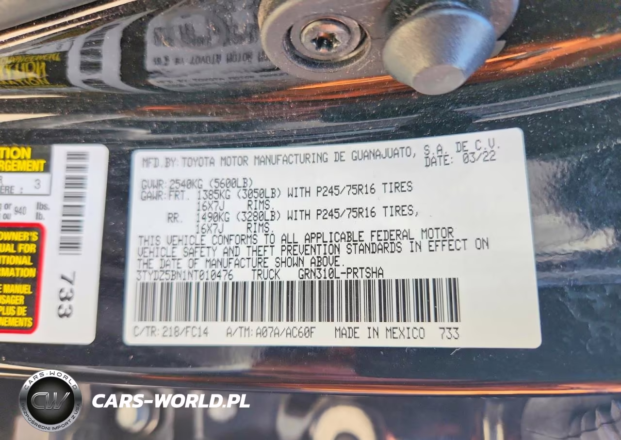 2022 Toyota Tacoma Sr5 V6 VIN:3TYDZ5BN1NT010476 - 12