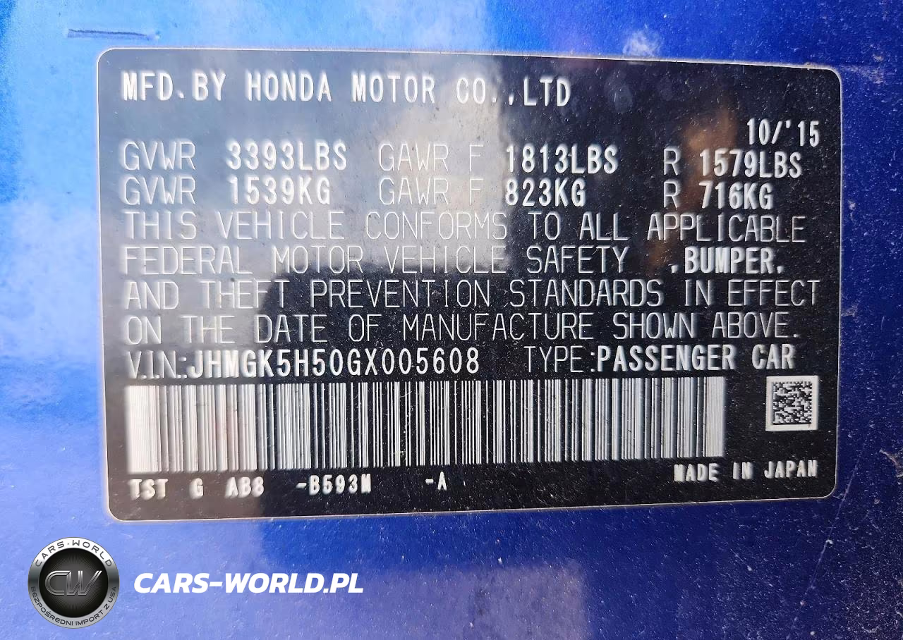 2016 Honda Fit Lx VIN:JHMGK5H50GX005608 - 13
