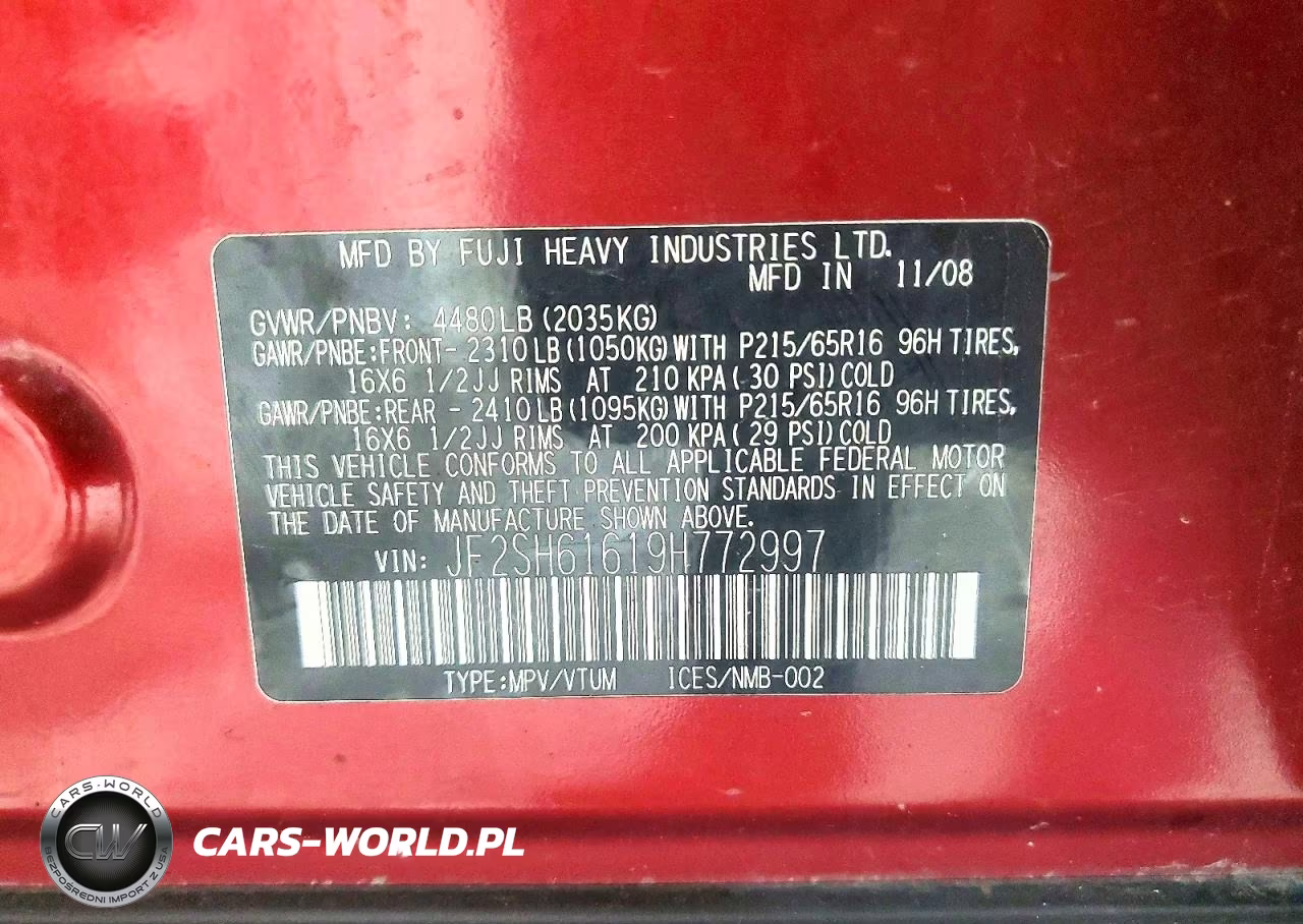 2009 Subaru Forester 2.5X VIN:JF2SH61619H772997 - 13