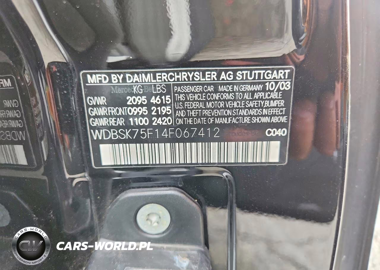 2004 Mercedes-Benz Sl 500 VIN:WDBSK75F14F067412 - 12