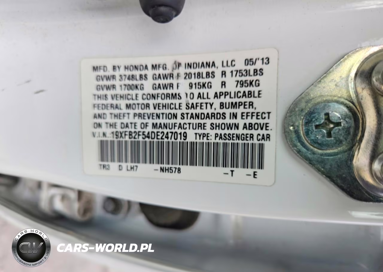 2013 Honda Civic Lx VIN:19XFB2F54DE247019 - 12