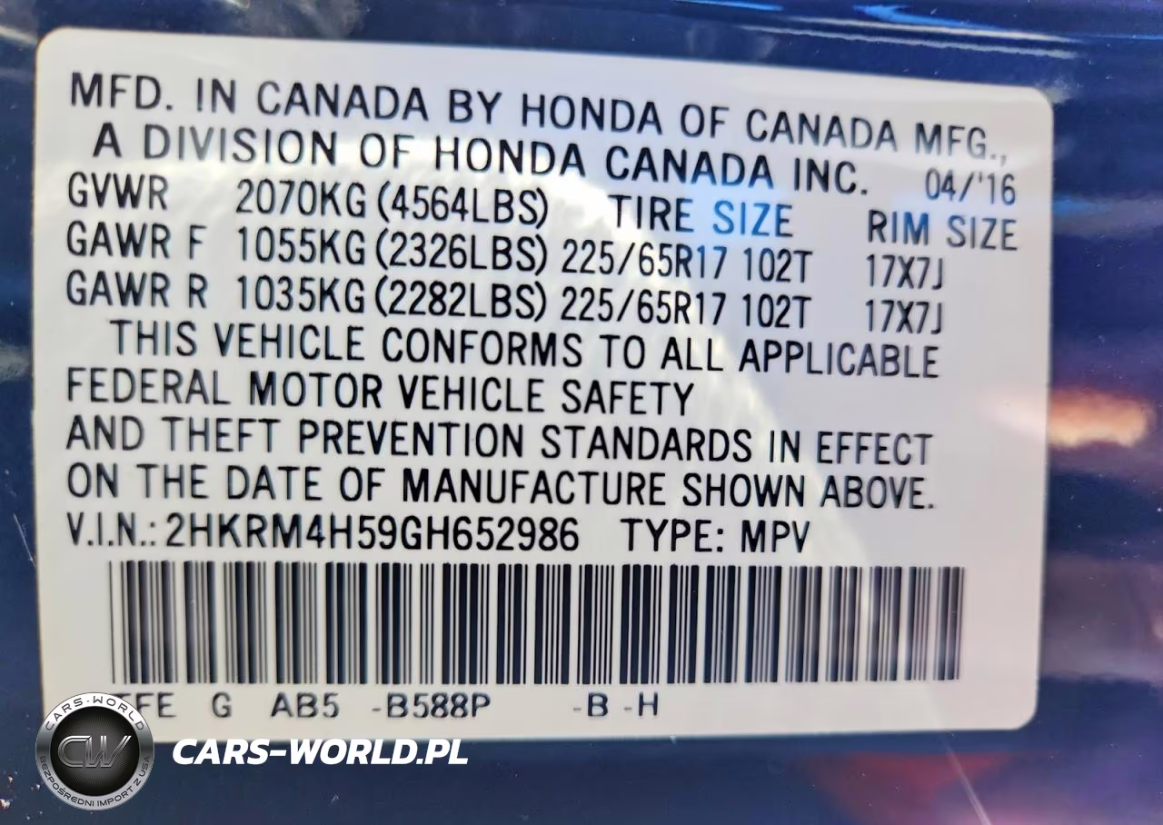 2016 Honda Cr-V Ex VIN:2HKRM4H59GH652986 - 14