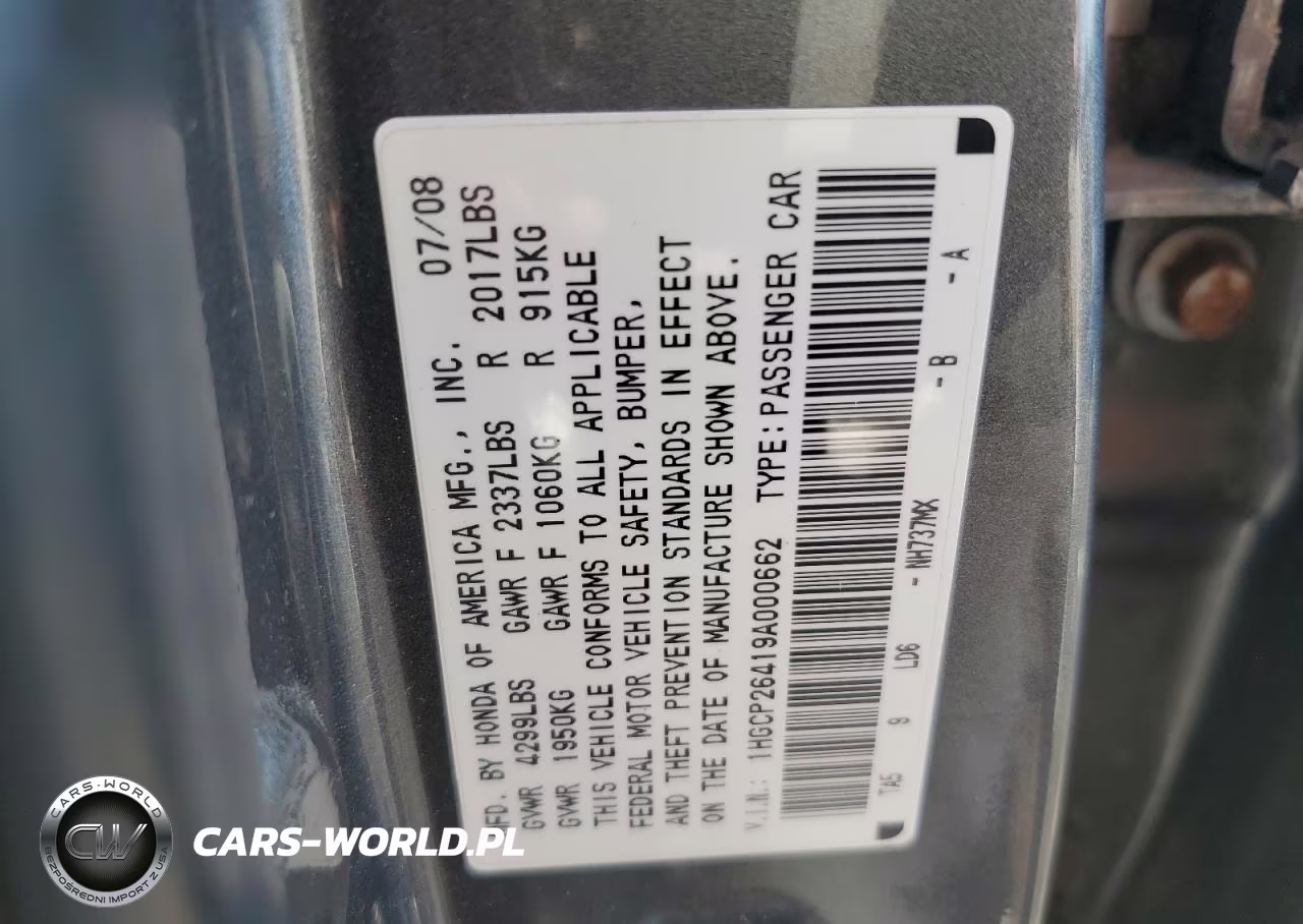 2009 Honda Accord Lxp VIN:1HGCP26419A000662 - 13