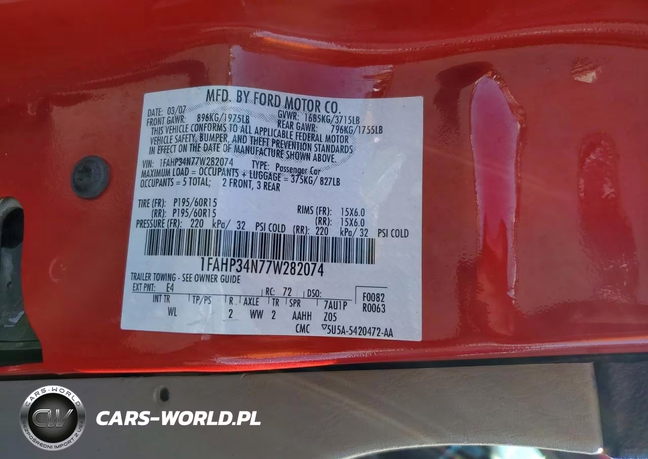 2007 Ford Focus Zx4 VIN:1FAHP34N77W282074 - 12