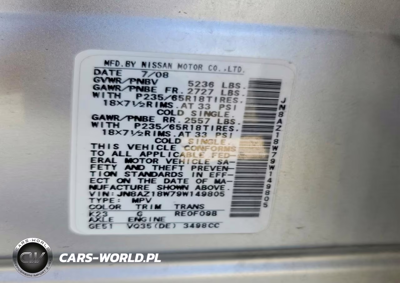 2009 Nissan Murano S VIN:JN8AZ18W79W149805 - 14