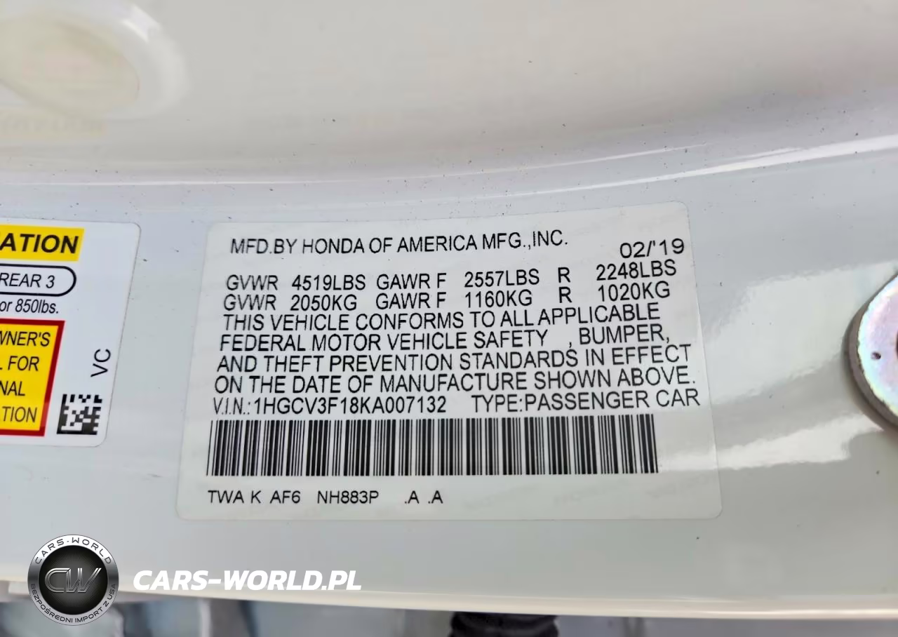 2019 Honda Accord Hybrid VIN:1HGCV3F18KA007132 - 12