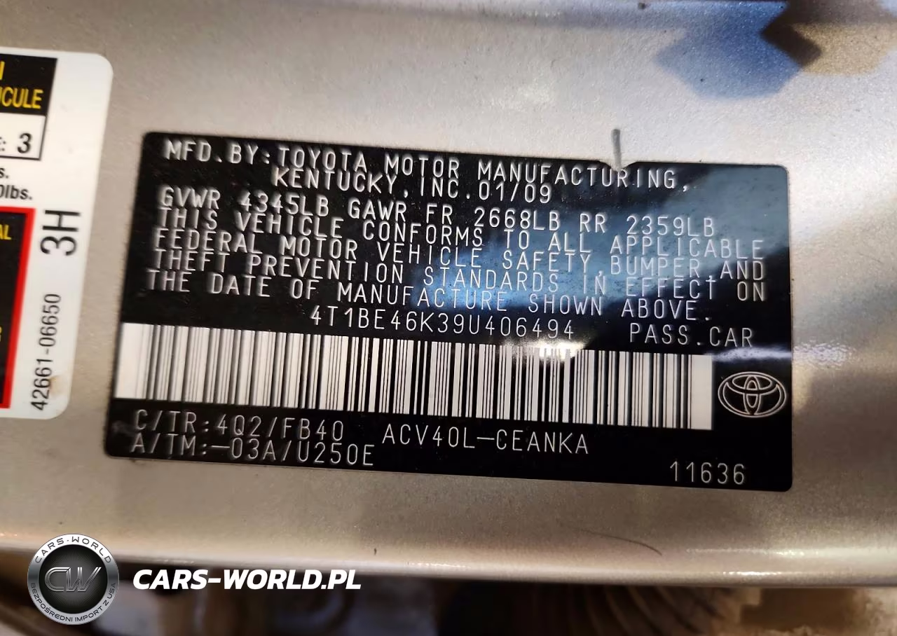 2009 Toyota Camry Le VIN:4T1BE46K39U406494 - 13