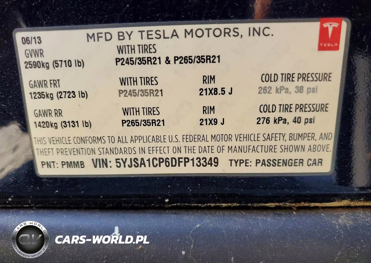 2013 Tesl Model S VIN:5YJSA1CP6DFP13349 - 12
