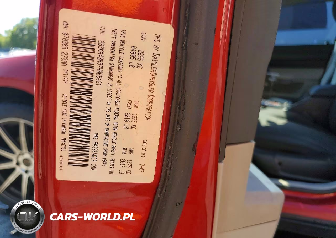2007 Dodge Charger Se VIN:2B3KA43R97H865421 - 12