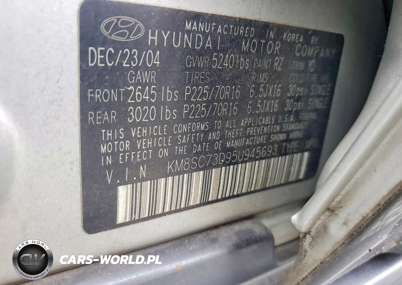 2005 Hyundai Santa Fe Gls VIN:KM8SC73D95U945693 - 14