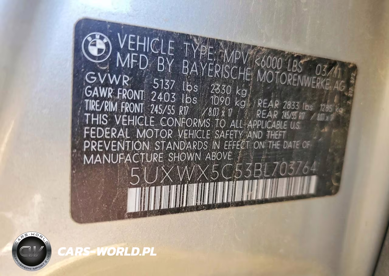 2011 BMW X3 xDrive28I VIN:5UXWX5C53BL703764 - 13