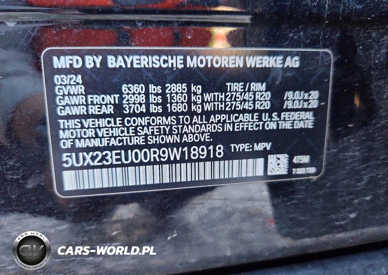 2024 BMW X5 xDrive40I VIN:5UX23EU00R9W18918 - 12
