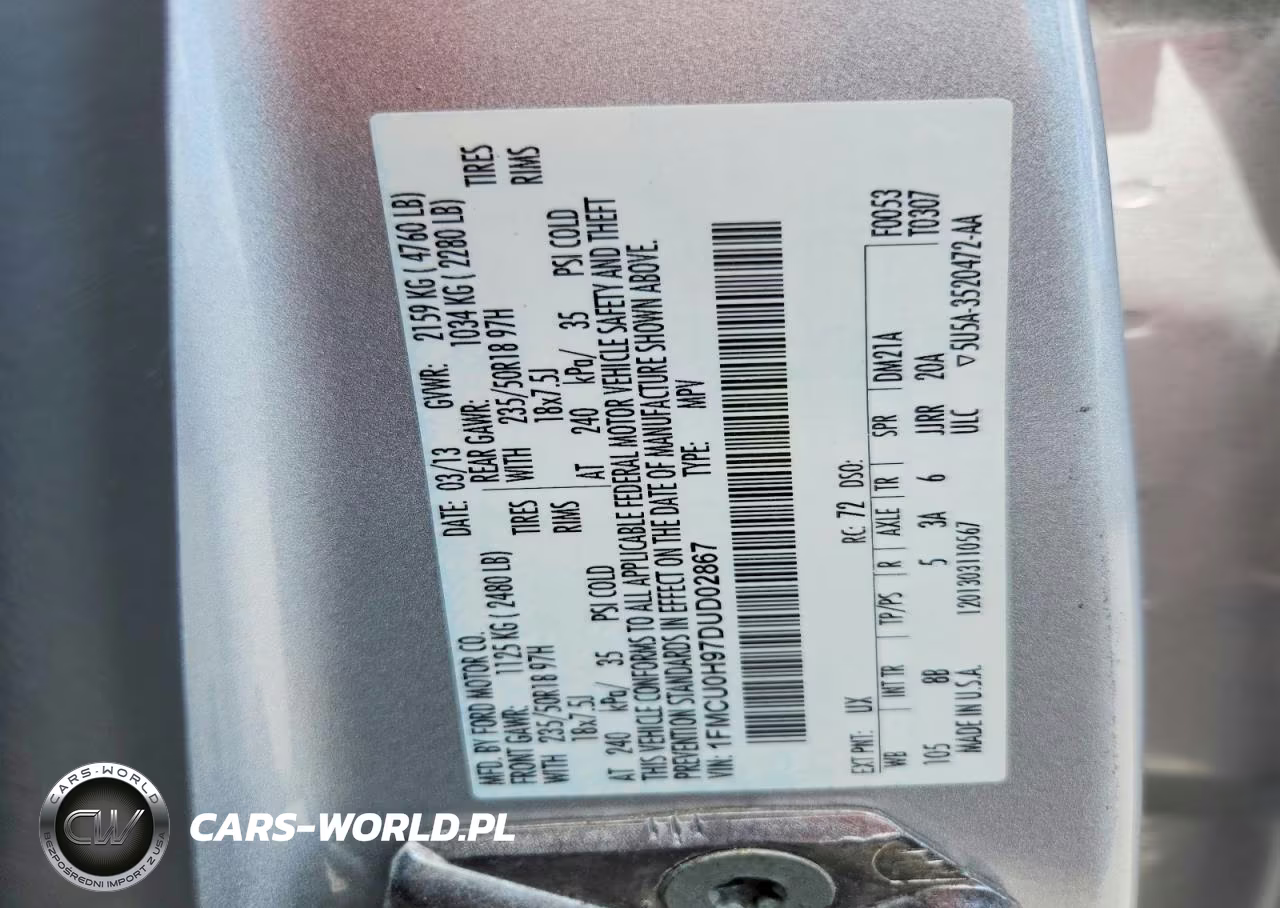 2013 Ford Escape Sel VIN:1FMCU0H97DUD02867 - 12
