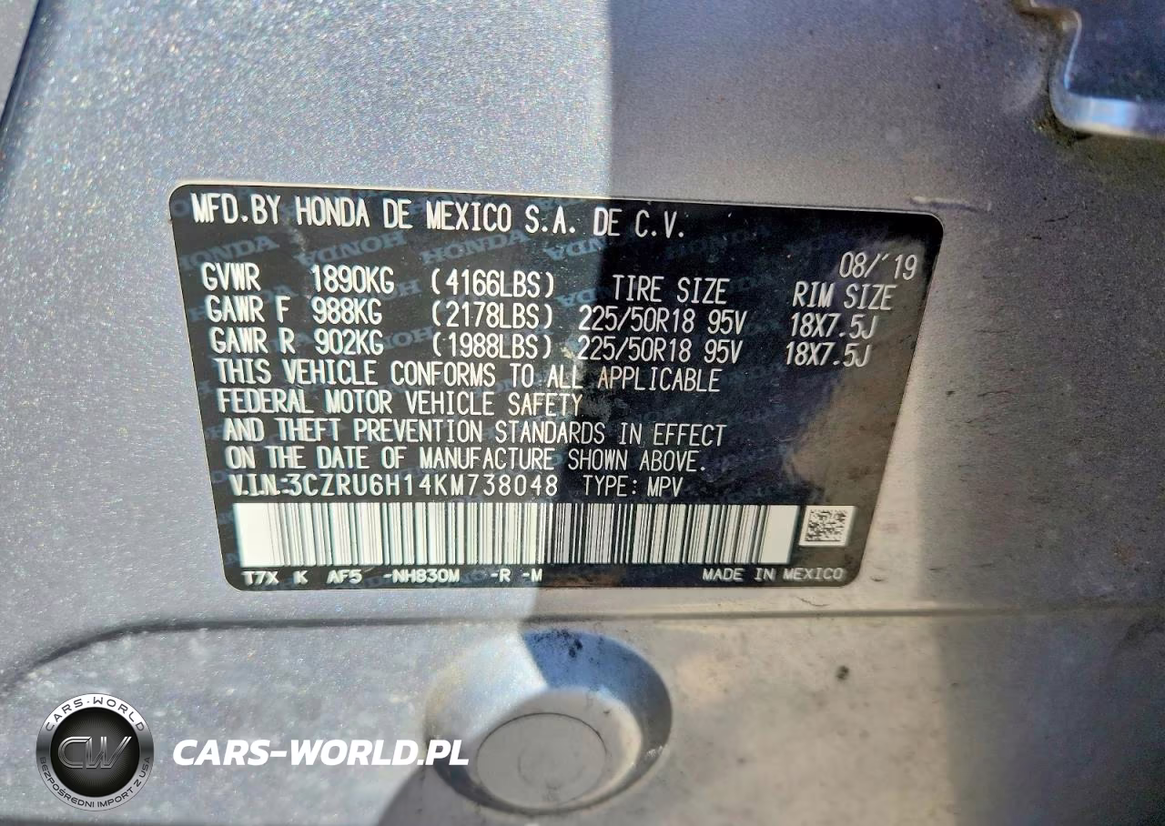 2019 Honda Hr-V Sport VIN:3CZRU6H14KM738048 - 12