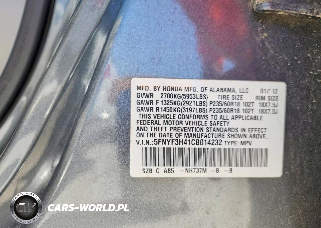 2012 Honda Pilot Ex VIN:5FNYF3H41CB014232 - 13
