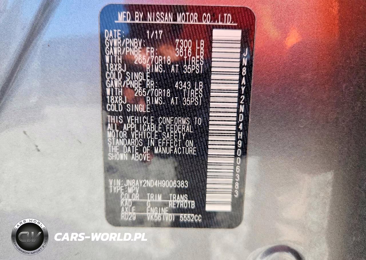 2017 Nissan Armada Sv VIN:JN8AY2ND4H9006383 - 14