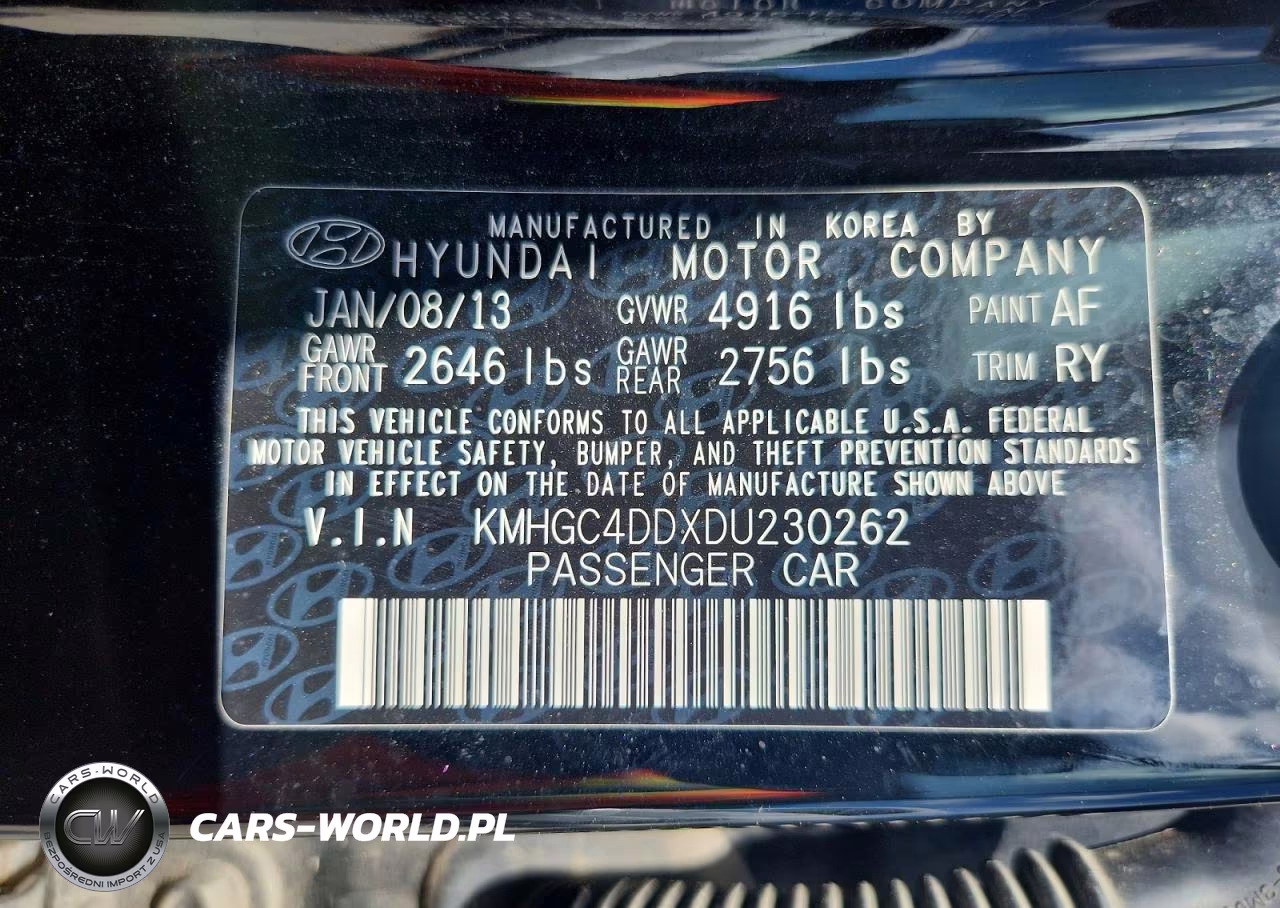2013 Hyundai Genesis 3.8L VIN:KMHGC4DDXDU230262 - 13