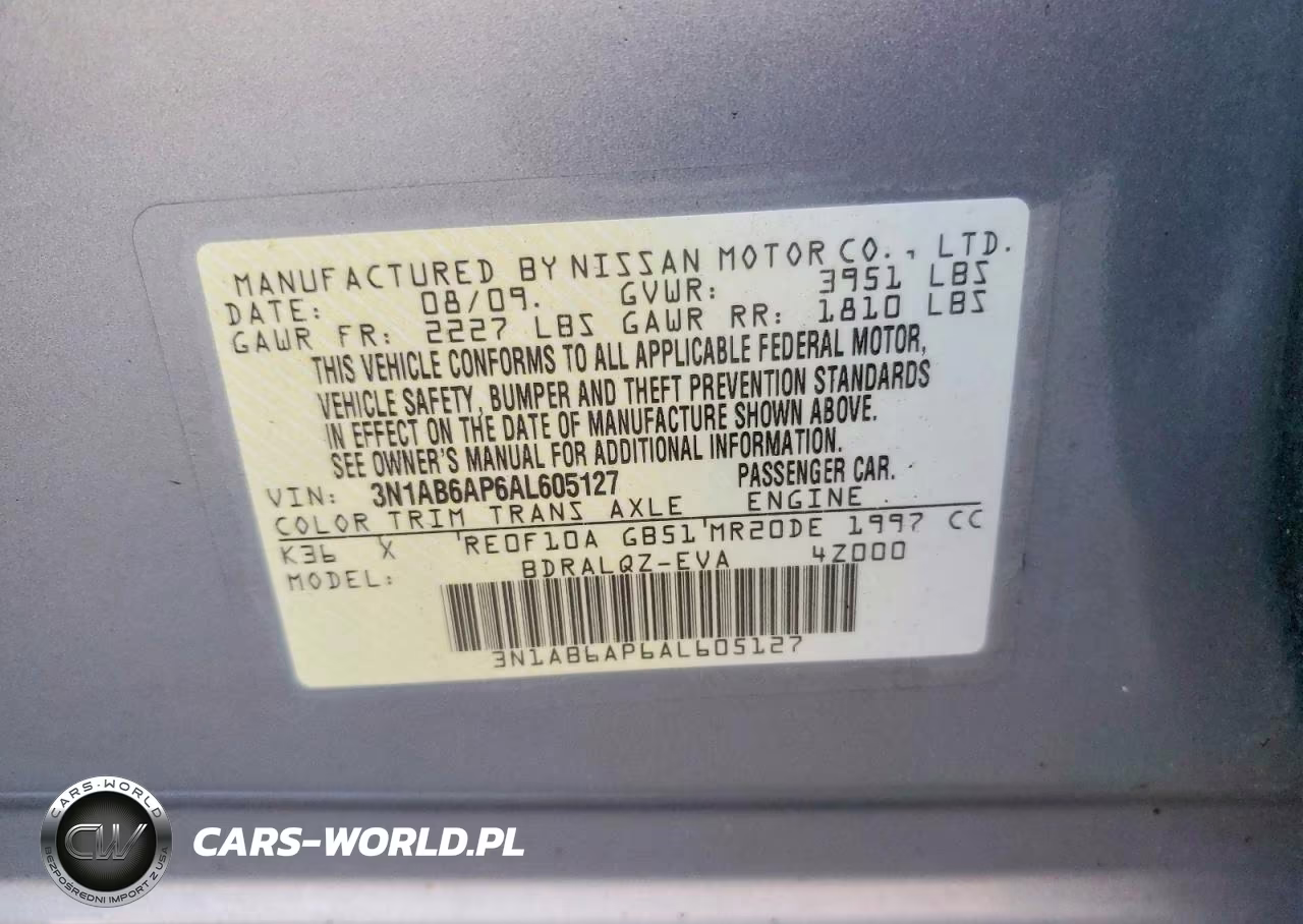 2010 Nissan Sentra 2.0 VIN:3N1AB6AP6AL605127 - 12