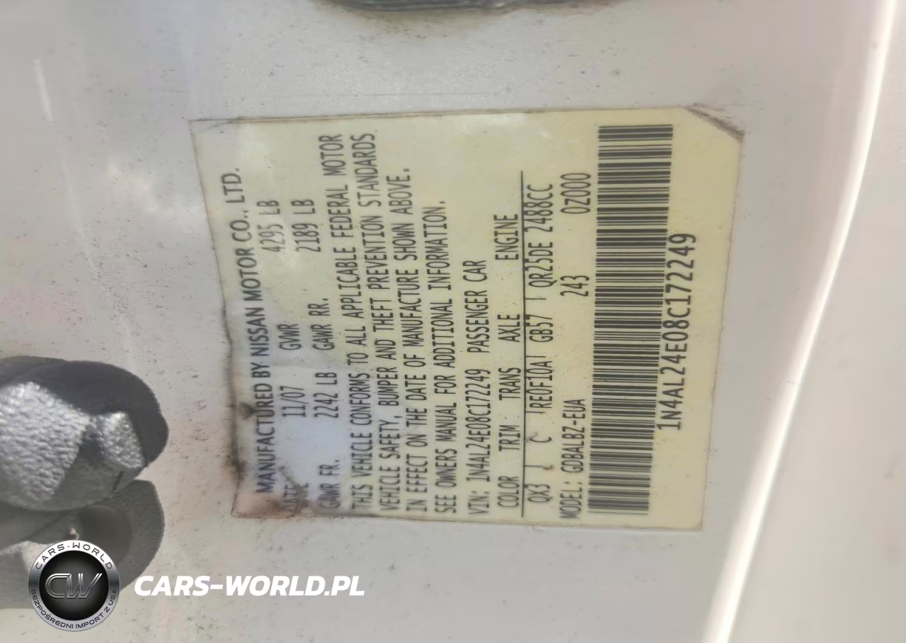 2008 Nissan Altima VIN:1N4AL24E08C172249 - 12