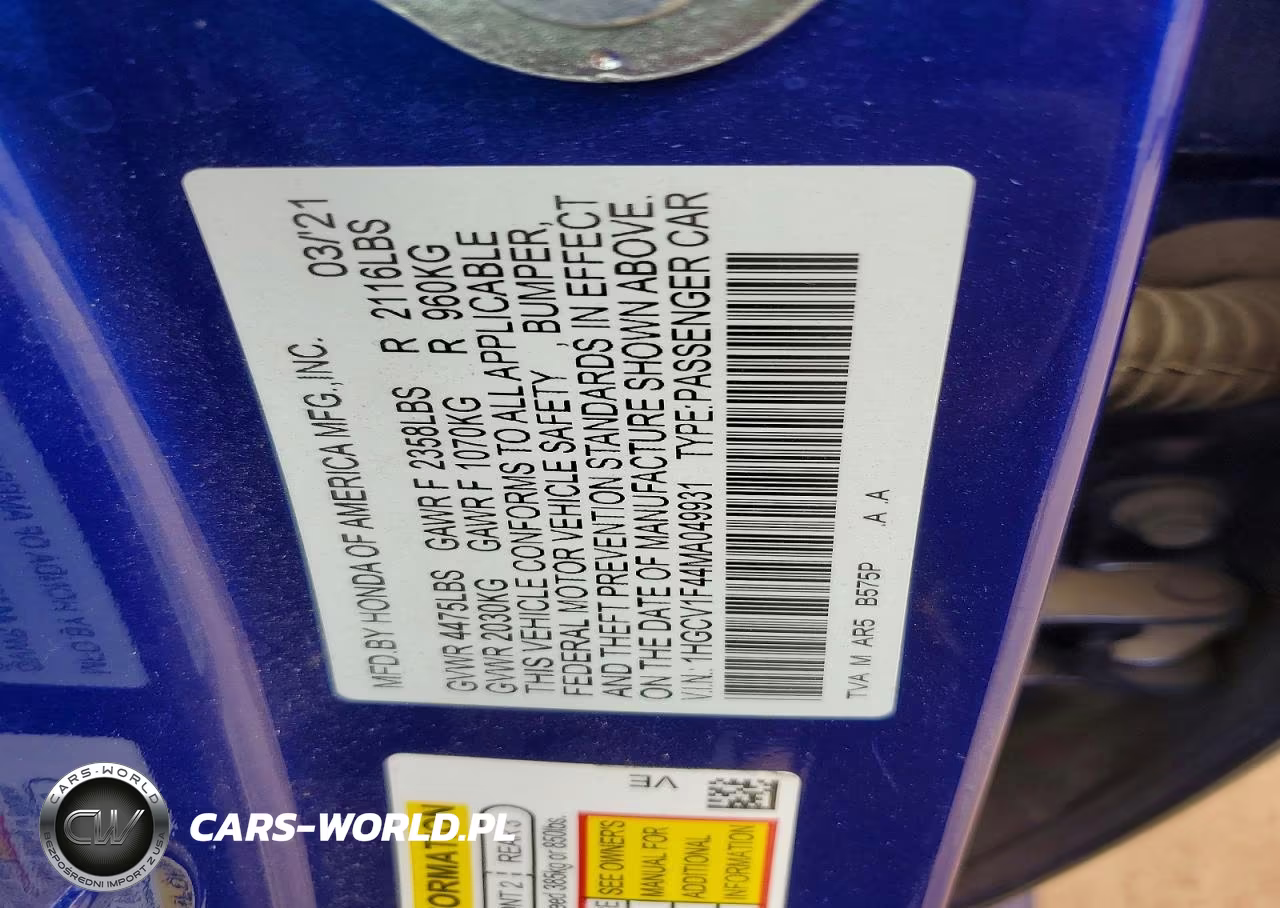 2021 Honda Accord Sport Se VIN:1HGCV1F44MA049931 - 12