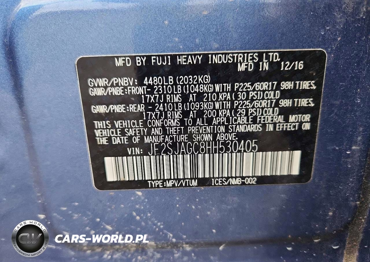 2017 Subaru Forester 2.5I Premium VIN:JF2SJAGC8HH530405 - 13