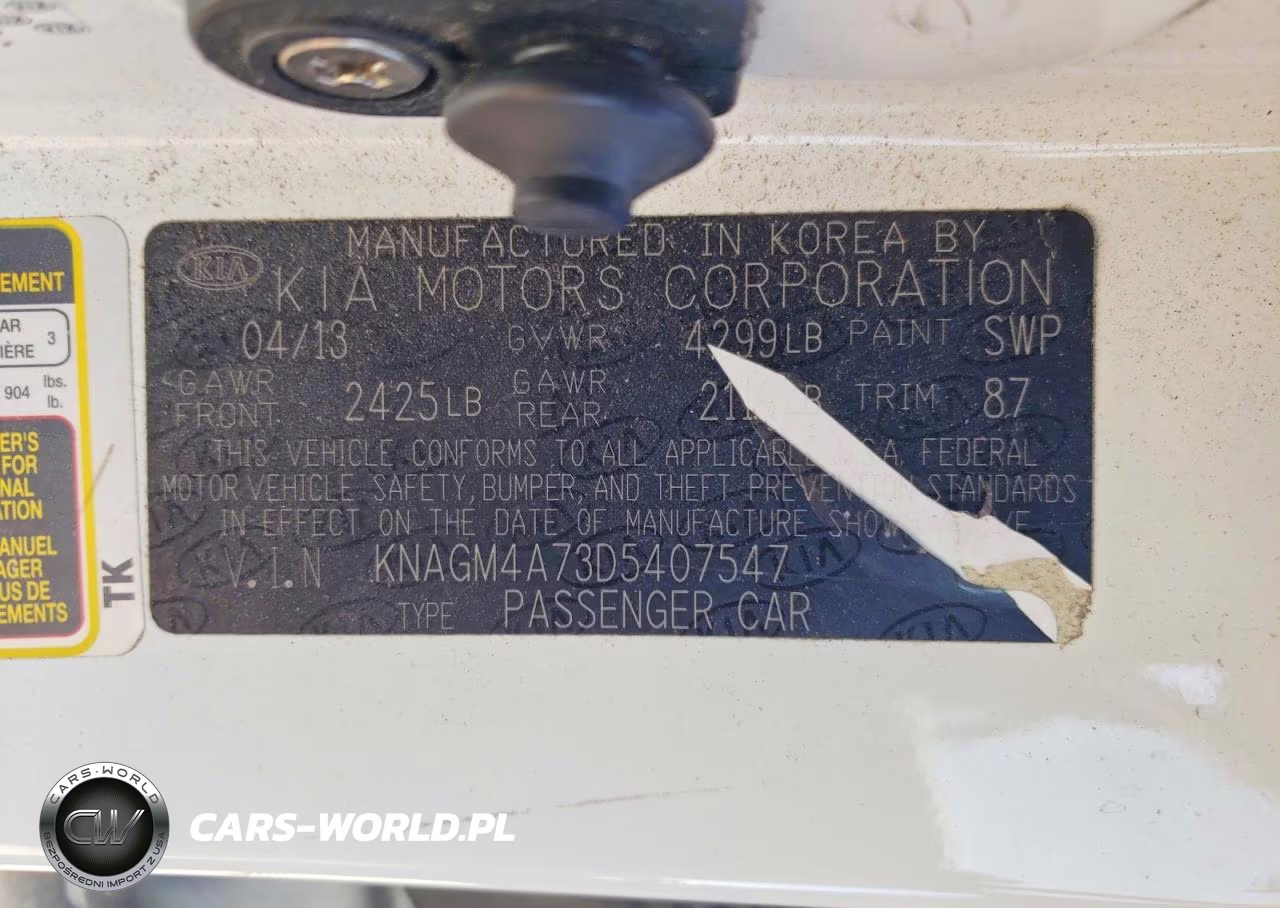 2013 Kia Optima Lx VIN:KNAGM4A73D5407547 - 12