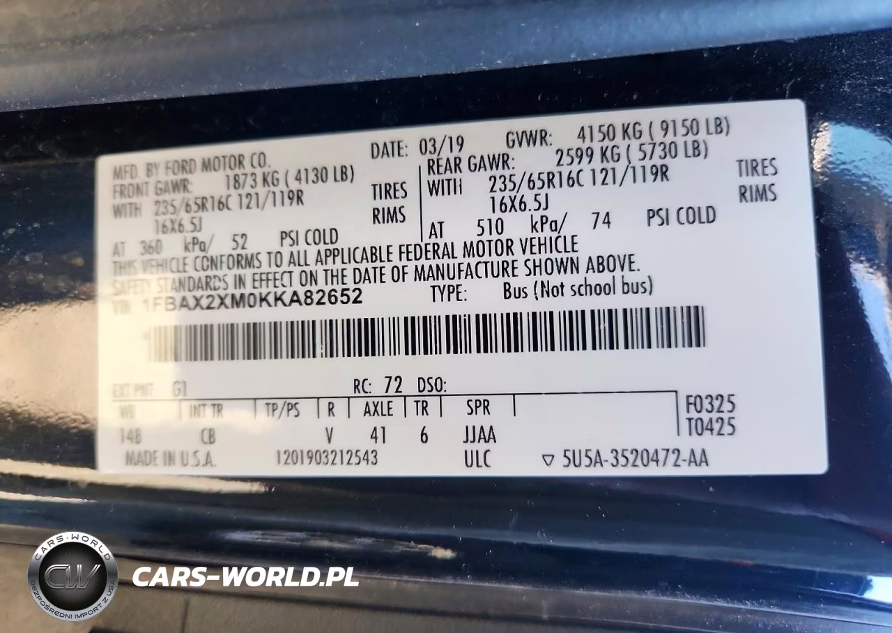 2019 Ford Transit T-350 VIN:1FBAX2XM0KKA82652 - 13