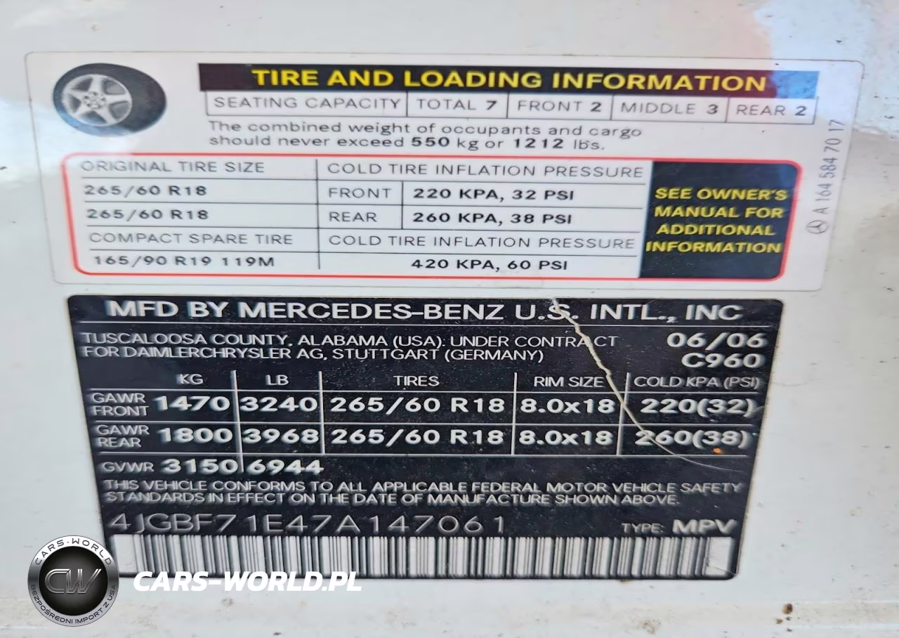 2007 Mercury Gl4550 VIN:4JGBF71E47A147061 - 12