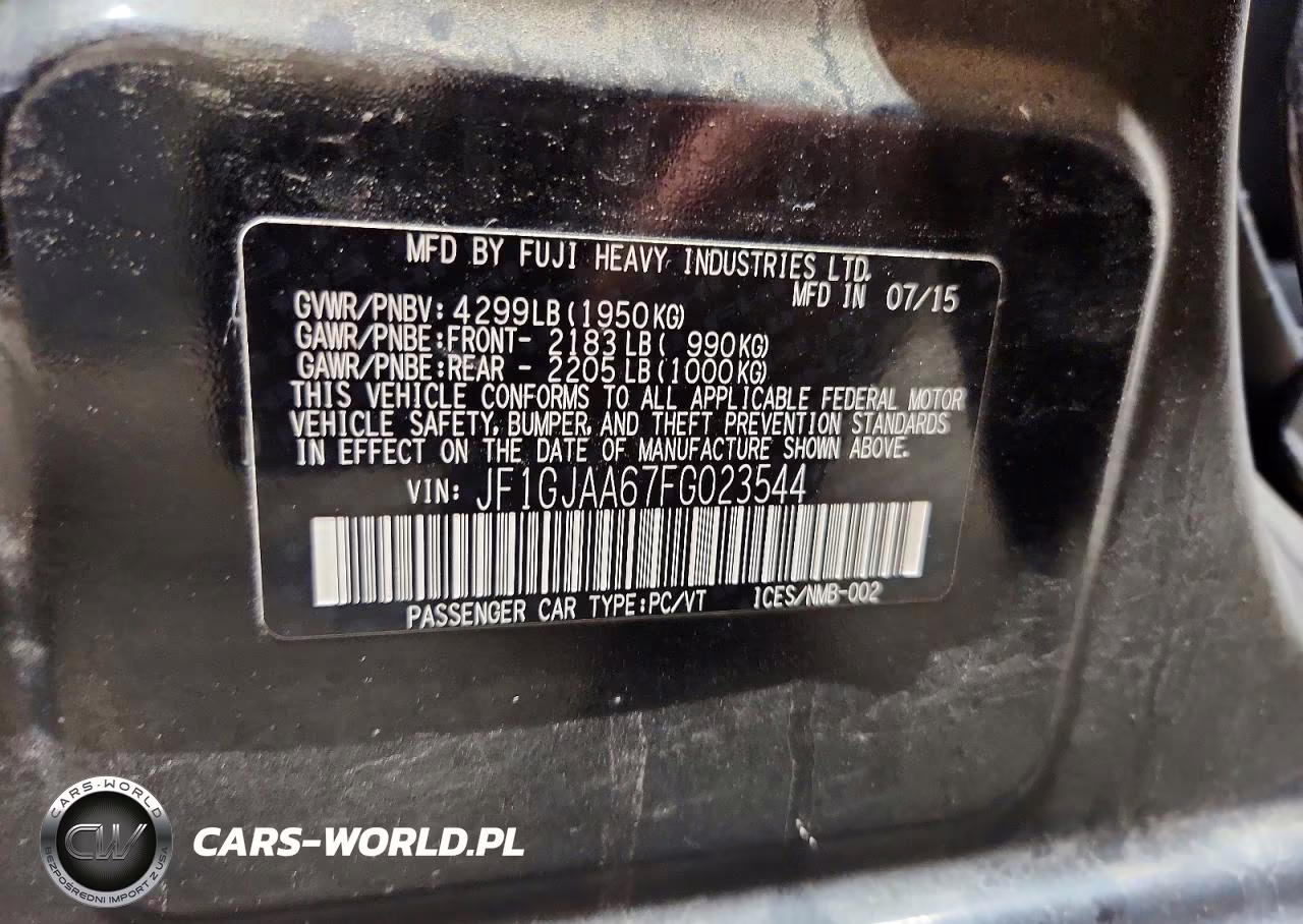 2015 Subaru Impreza VIN:JF1GJAA67FG023544 - 12