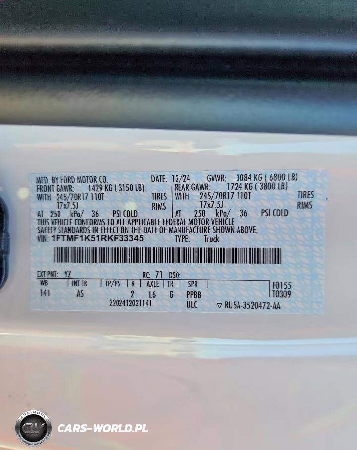 2024 Ford F150 Xl VIN:1FTMF1K51RKF33345 - 12