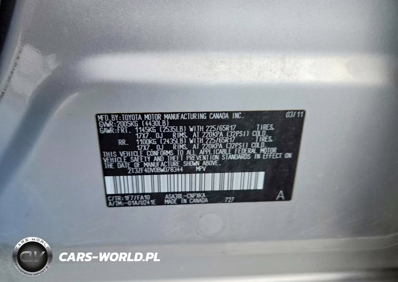 2011 Toyota Rav4 Base VIN:2T3ZF4DV0BW078344 - 12