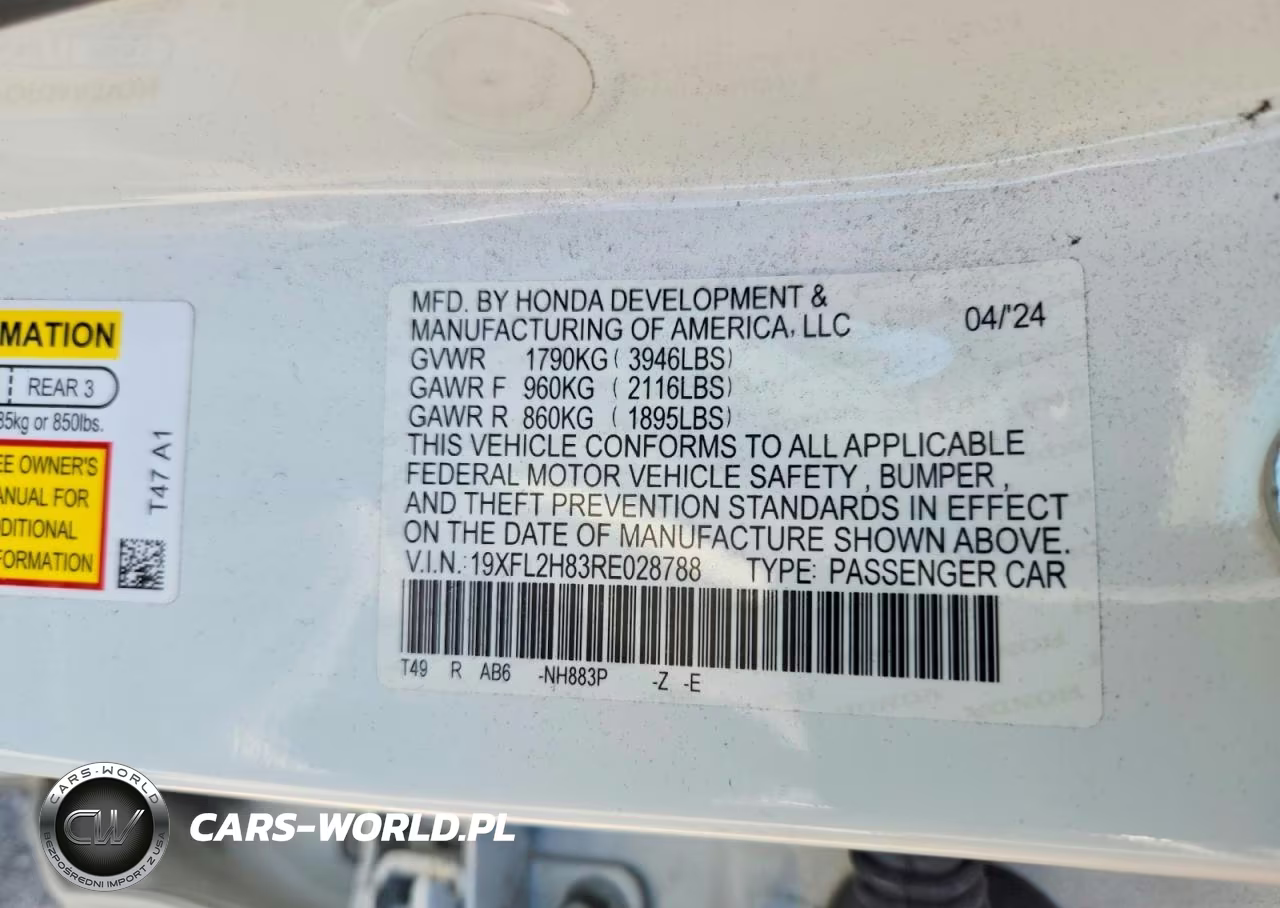 2024 Honda Civic Sport VIN:19XFL2H83RE028788 - 12