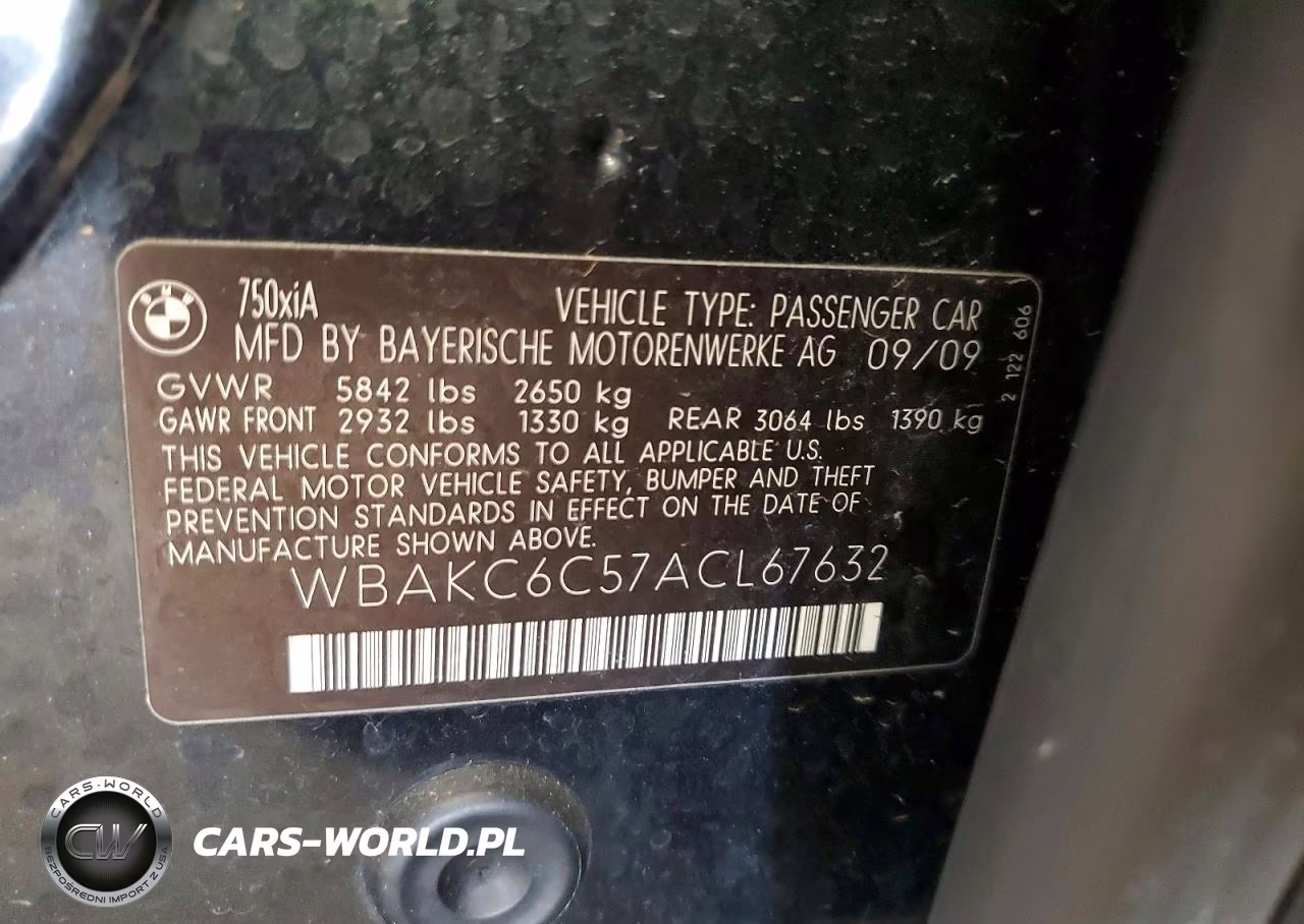 2010 BMW 750 I xDrive VIN:WBAKC6C57ACL67632 - 12