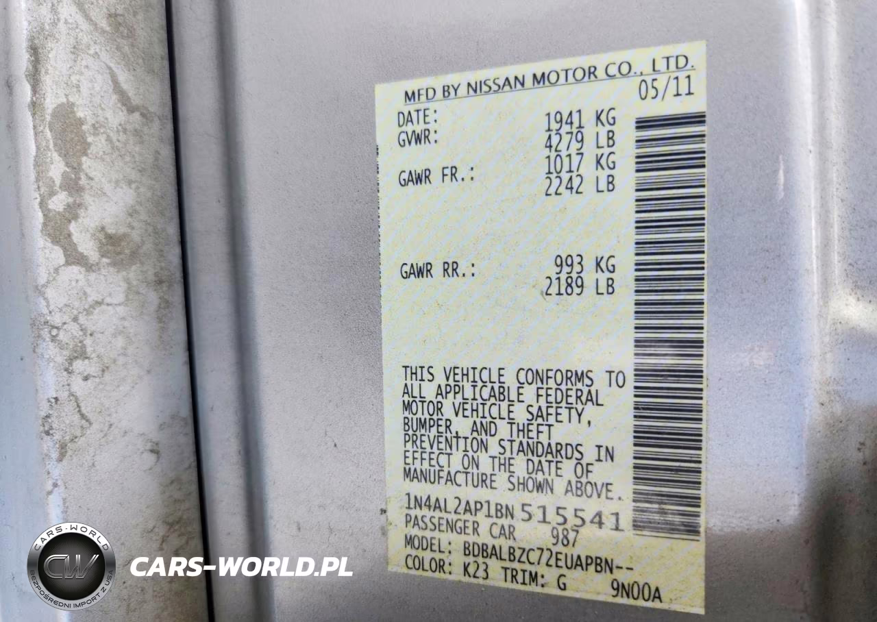 2011 Nissan Altima 2.5 VIN:1N4AL2AP1BN515541 - 12