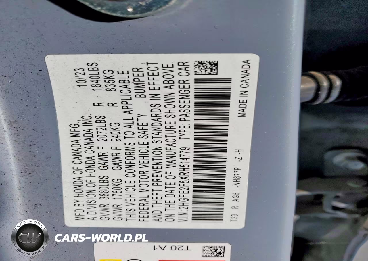 2024 Honda Civic Sport VIN:2HGFE2F5XRH514779 - 13