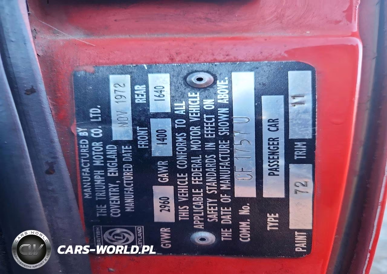 1973 Triumph Car Uk VIN:CF1757U - 12