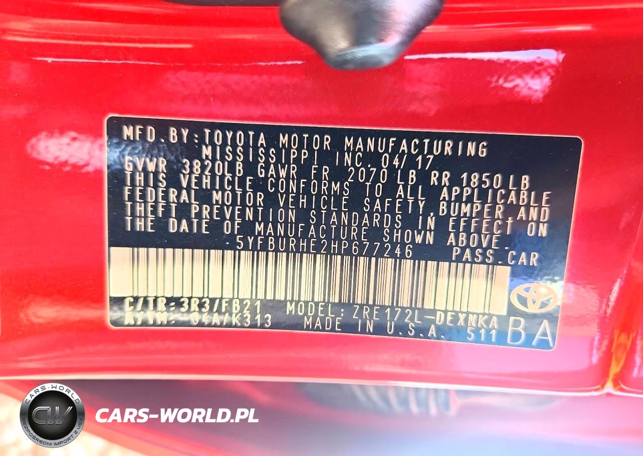2017 Toyota Corolla Le VIN:5YFBURHE2HP677246 - 12