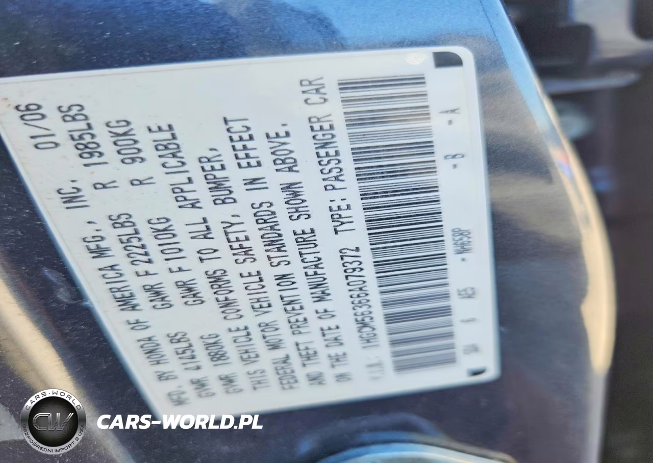 2006 Honda Accord Se VIN:1HGCM56366A079372 - 12