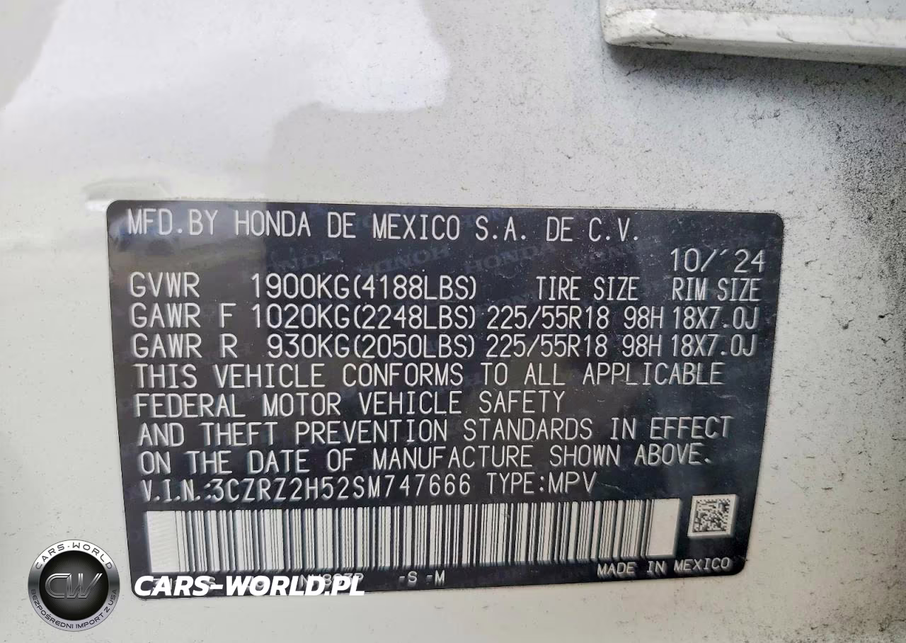 2025 Honda Hr-V Sport VIN:3CZRZ2H52SM747666 - 12