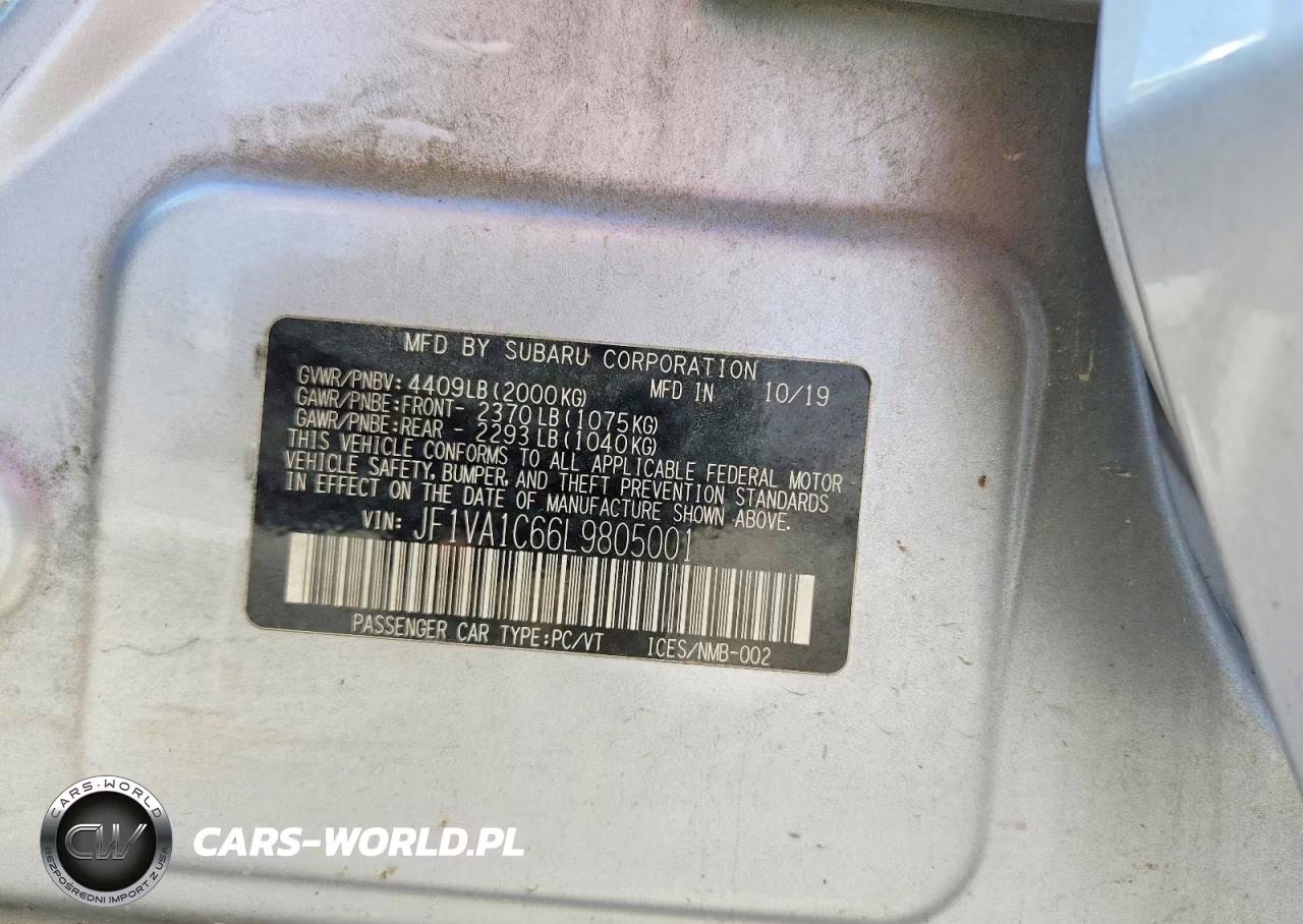 2020 Subaru Wrx Premium VIN:JF1VA1C66L9805001 - 12