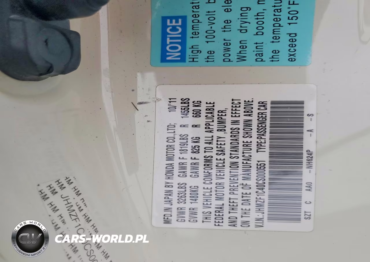 2012 Honda Cr-Z VIN:JHMZF1C40CS000551 - 13