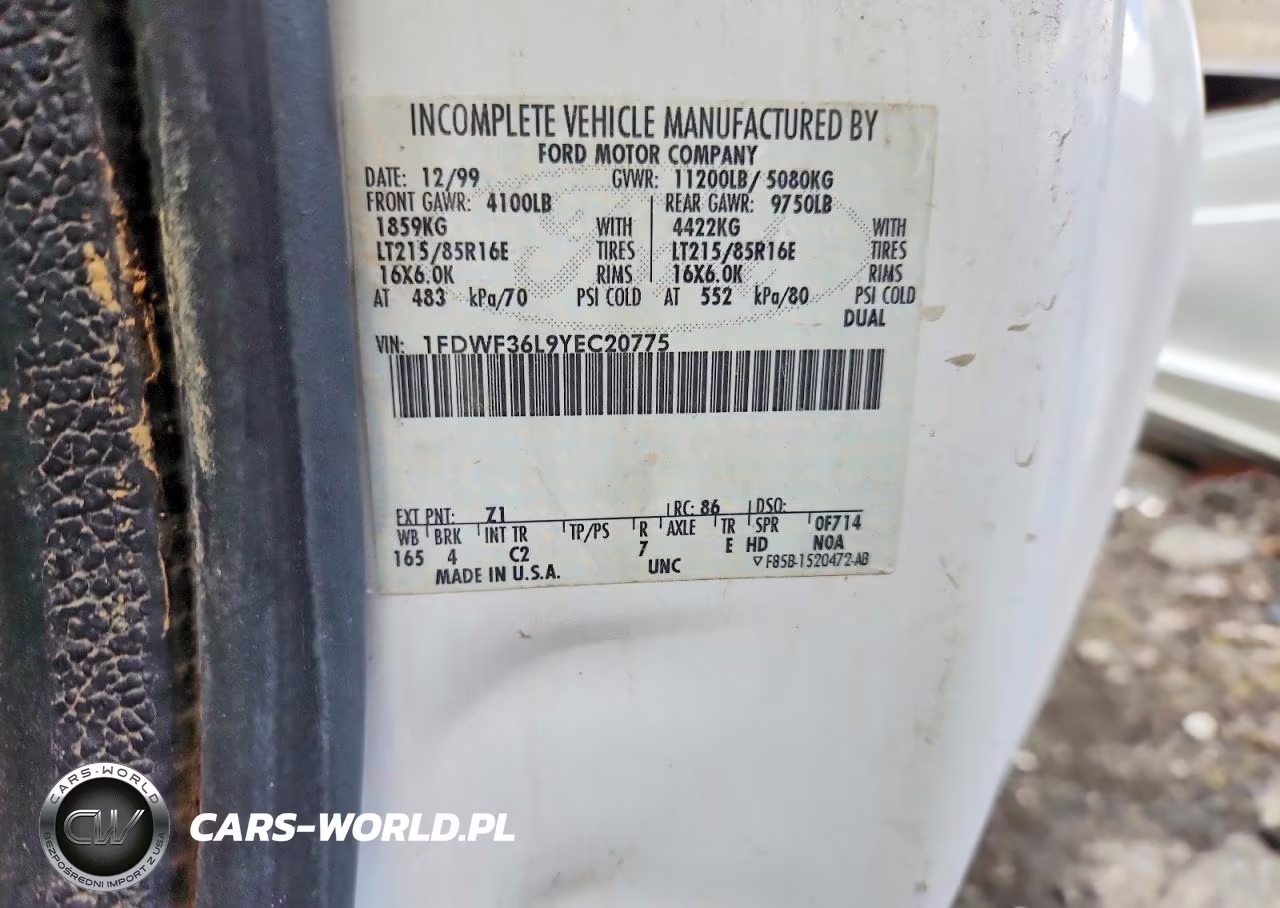 2000 Ford F350 Super Duty Box Truck VIN:1FDWF36L9YEC20775 - 13