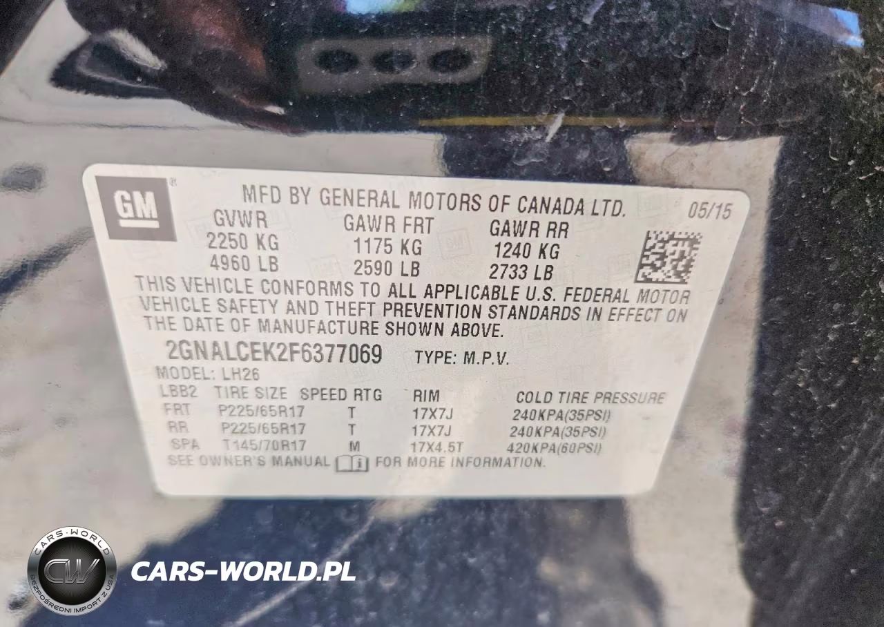 2015 Chevrolet Equinox Lt VIN:2GNALCEK2F6377069 - 12