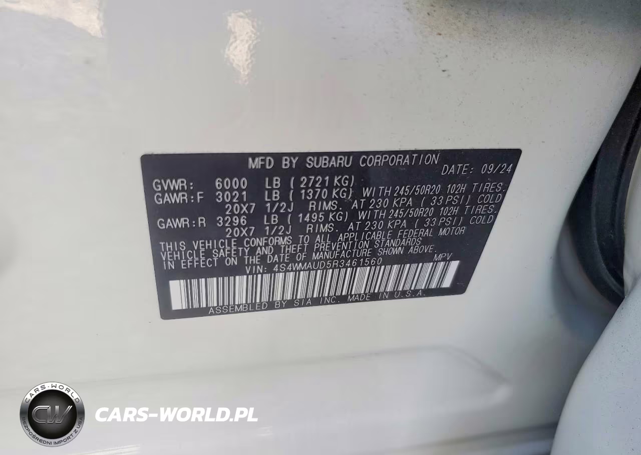 2024 Subaru Ascent Limited VIN:4S4WMAUD5R3461560 - 13